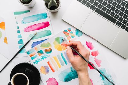 Web designer working on a website layout
